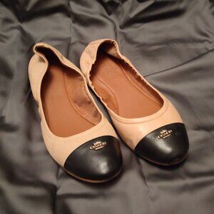 COACH x Bonnie Leather Cap Toe Flat Ballet Shoes (10 M)